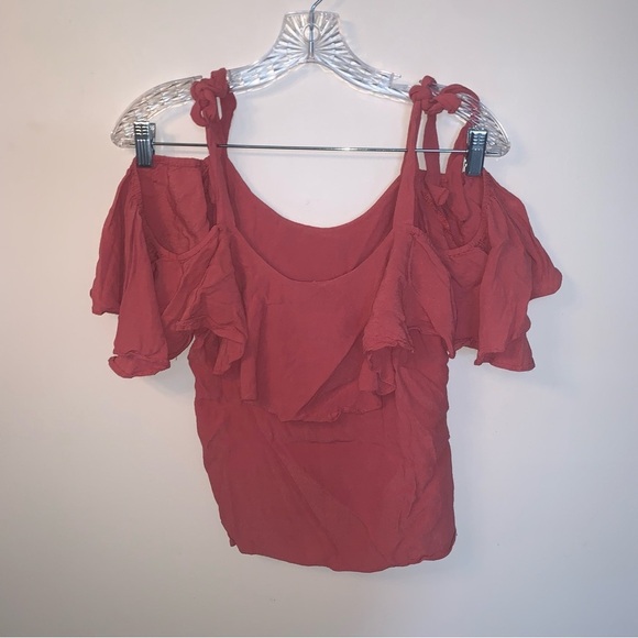 Misa Los Angeles Marina Cold Shoulder Ruffle Top XS - Picture 4 of 8